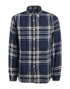 Xacus Man Shirt Navy Size 15 ¾ Linen, Lyocell In Navy Blue