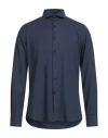 Xacus For Franz Kraler Man Shirt Midnight Blue Size 16 ½ Virgin Wool In Blue