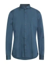Xacus Man Shirt Navy Size 16 ½ Cotton, Polyamide, Elastane In Blue
