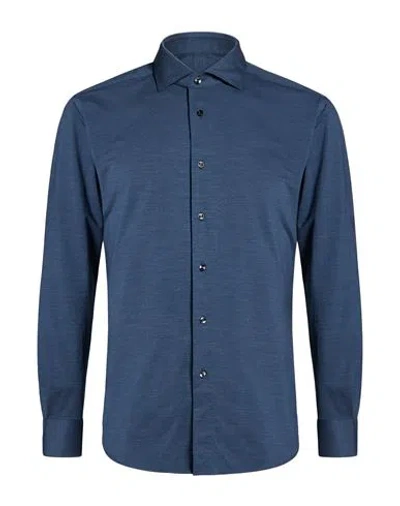 Xacus Man Shirt Navy Size 17 ½ Polyamide, Elastane In Blue