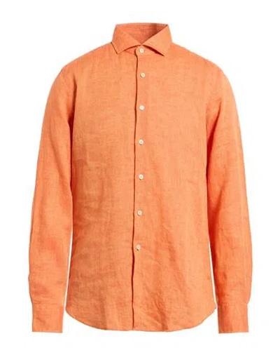 Xacus Man Shirt Orange Size 17 Linen