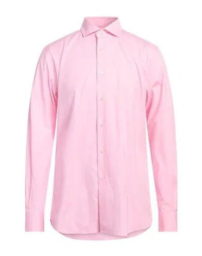 Xacus Man Shirt Pink Size 16 Cotton, Elastane