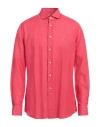 Xacus Man Shirt Coral Size 17 ½ Linen In Red