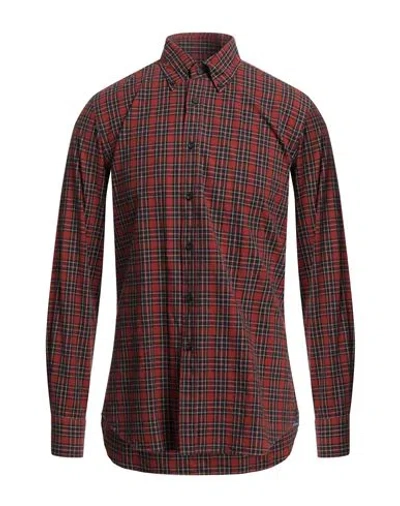 Xacus Man Shirt Rust Size 16 Cotton In Red