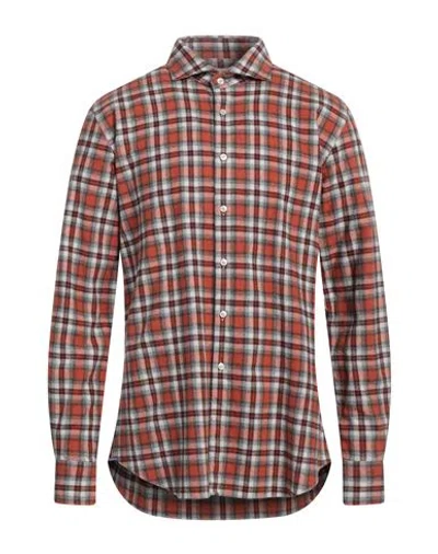 Xacus Man Shirt Rust Size 17 Cotton In Red