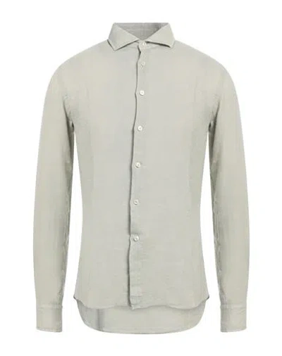 Xacus Man Shirt Sage Green Size 15 ½ Linen In Neutral