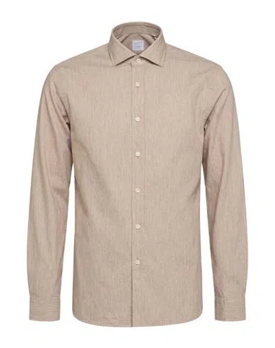 Xacus Man Shirt Sand Size 15 ½ Cotton, Viscose In Brown