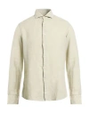 Xacus Man Shirt Sand Size 15 ¾ Linen In White
