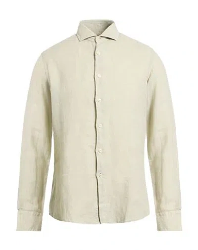 Xacus Man Shirt Sand Size 15 ¾ Linen In White