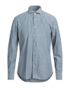 Xacus Man Shirt Slate Blue Size 16 Cotton In Blue