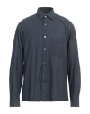 Xacus Man Shirt Slate Blue Size 16 ½ Cotton, Polyester In Blue