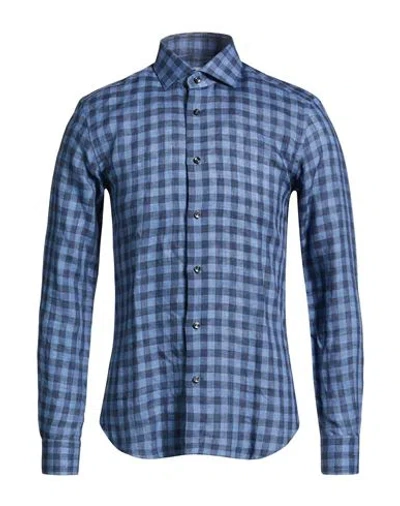 Xacus Man Shirt Slate Blue Size 16 Linen