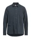 Xacus Man Shirt Slate Blue Size M Cotton, Virgin Wool In Blue