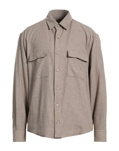 Xacus Man Shirt Taupe Size L Cotton In Brown