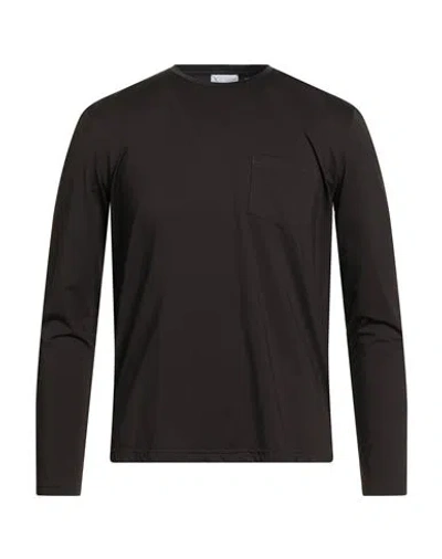 Xacus Man T-shirt Dark Brown Size 38 Polyamide, Elastane In Black