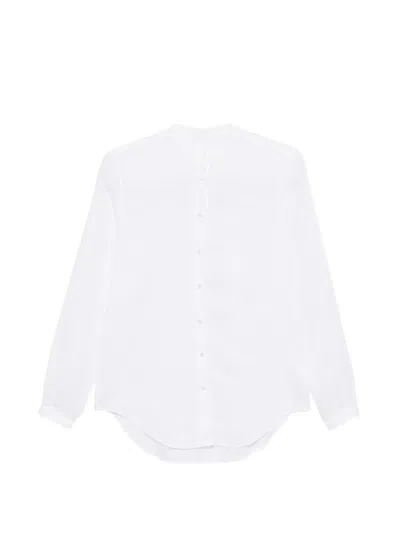 Xacus Mandarin-collar Curved-hem Shirt In White
