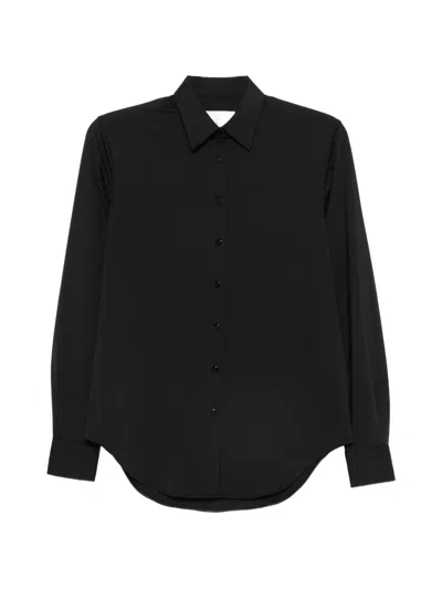 Xacus Marta Button-down Curved-hem Shirt In Black