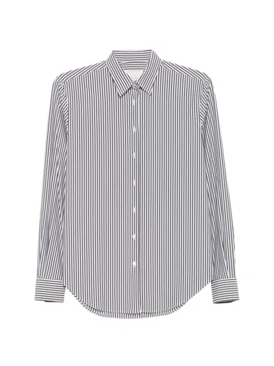 Xacus Marta Striped Long-sleeve Shirt In White