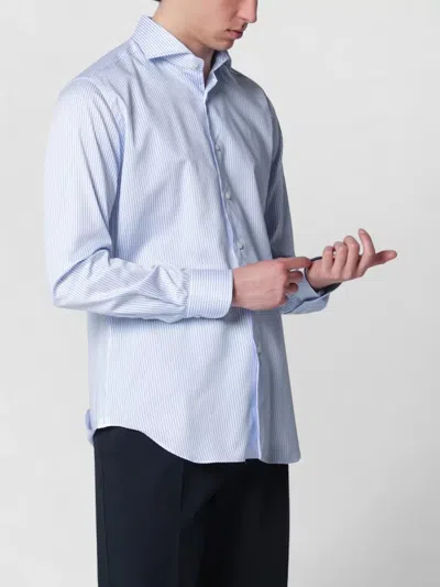 Xacus Mens Shirt Button Down Collar Stripes In Multi