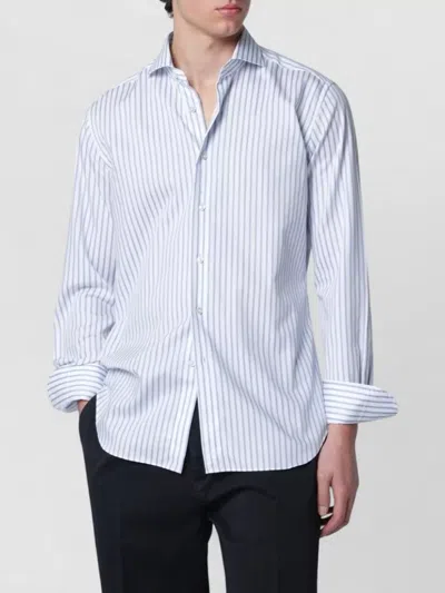 Xacus Mens Shirt Long Sleeves Striped Pattern In Blue
