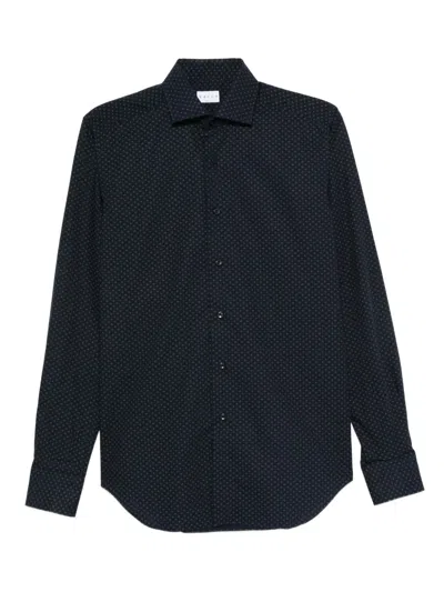 Xacus Micro-pattern Long-sleeved Shirt In Black