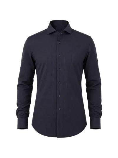 Xacus Micro-patterned Long-sleeve Shirt In Black