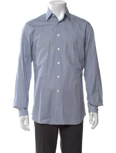 Pre-owned Xacus Patterned Long Sleeve Dress Shirt In Blue