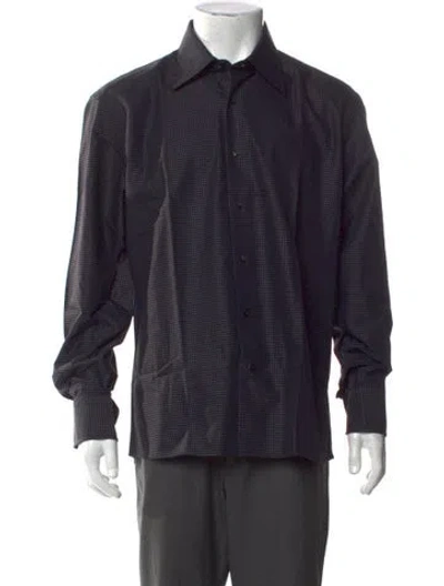 Pre-owned Xacus Patterned Long Sleeve Dress Shirt In Blue