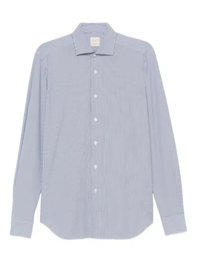 Xacus Pinstripe Long-sleeved Shirt In Blue
