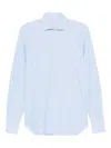 Xacus Pinstripe Long-sleeved Shirt In Blue