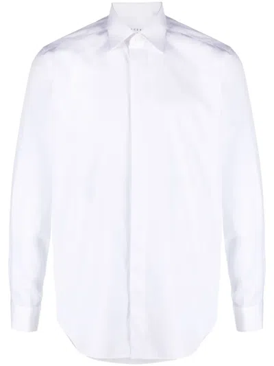Xacus Pointed-collar Cotton Shirt In White