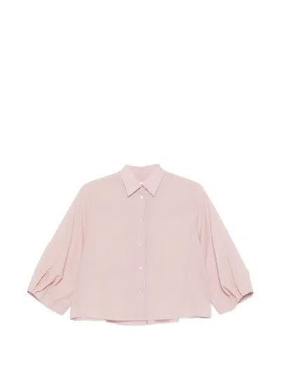 Xacus Puff-sleeve Cropped Shirt In Pink