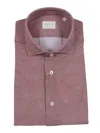 Xacus Refined Herringbone Casual Shirt In Dusty Rose In Pink