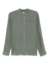Xacus Relaxed Fit Linen Shirt With Mandarin Collar