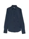 Xacus Sara Collared Long Sleeve Shirt Tailored Seams In Blue