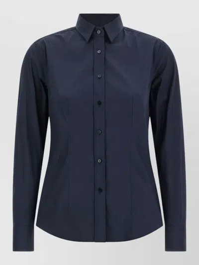 Xacus Sara Collared Long Sleeve Shirt Tailored Seams In Blue