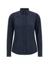 Xacus Sara Collared Long Sleeve Shirt Tailored Seams In Blue