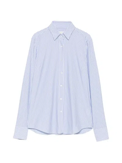 Xacus Sara Vertical-stripe Long-sleeve Shirt In Blue