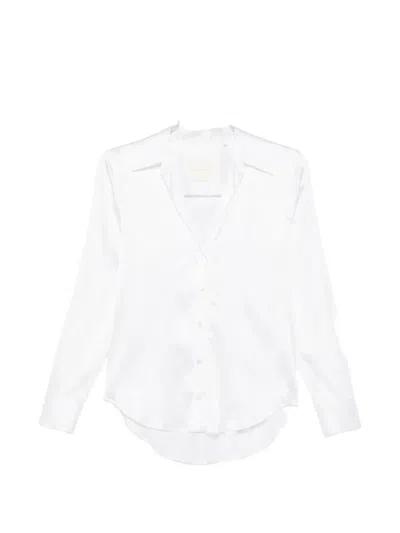 Xacus Satin-finish Long-sleeve Shirt In White