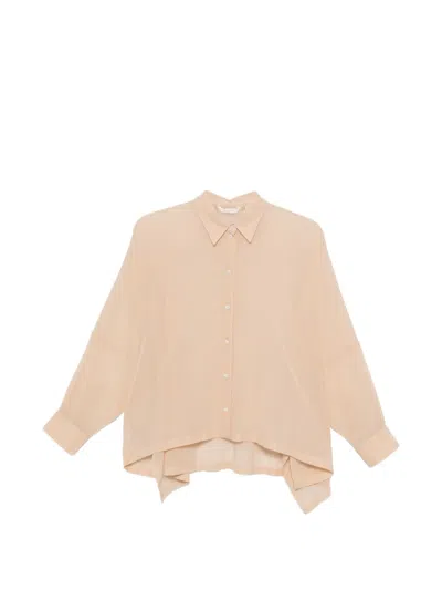 Xacus Sheer Drop-shoulder Shirt In Pink