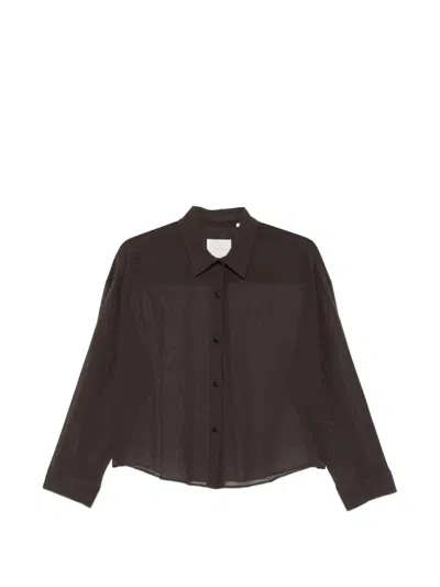 Xacus Sheer Panelled Shirt In Brown