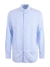 Xacus Button Down-collar Organic Cotton Shirt In Bianco/celeste