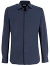 Xacus Regular-fit Jersey Shirt With Classic Collar In Blue