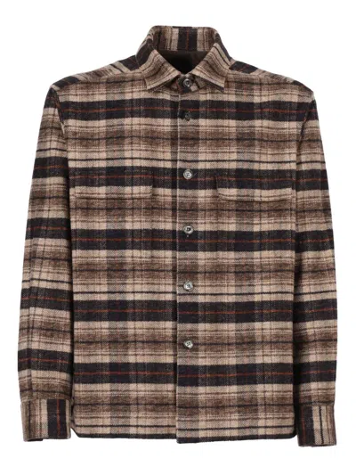 Xacus Plaid-check Pocket Shirt In Brown