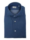 Xacus Indigo Blue Denim Cotton Shirt In Multicolor