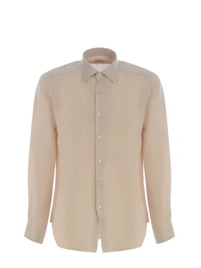 Xacus Man Shirt Khaki Size 18 Linen In Beige
