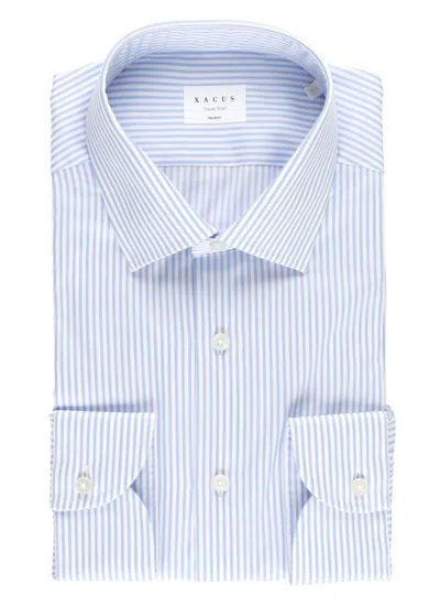 Xacus Striped Cotton Shirt In Blue