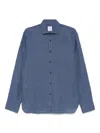 Xacus Cerulean Blue Linen Shirt With Cutaway Collar In Blue