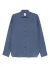 Xacus Cerulean Blue Linen Shirt With Cutaway Collar In Blue