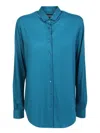 Xacus Curved-hem Virgin Wool Shirt In Blue